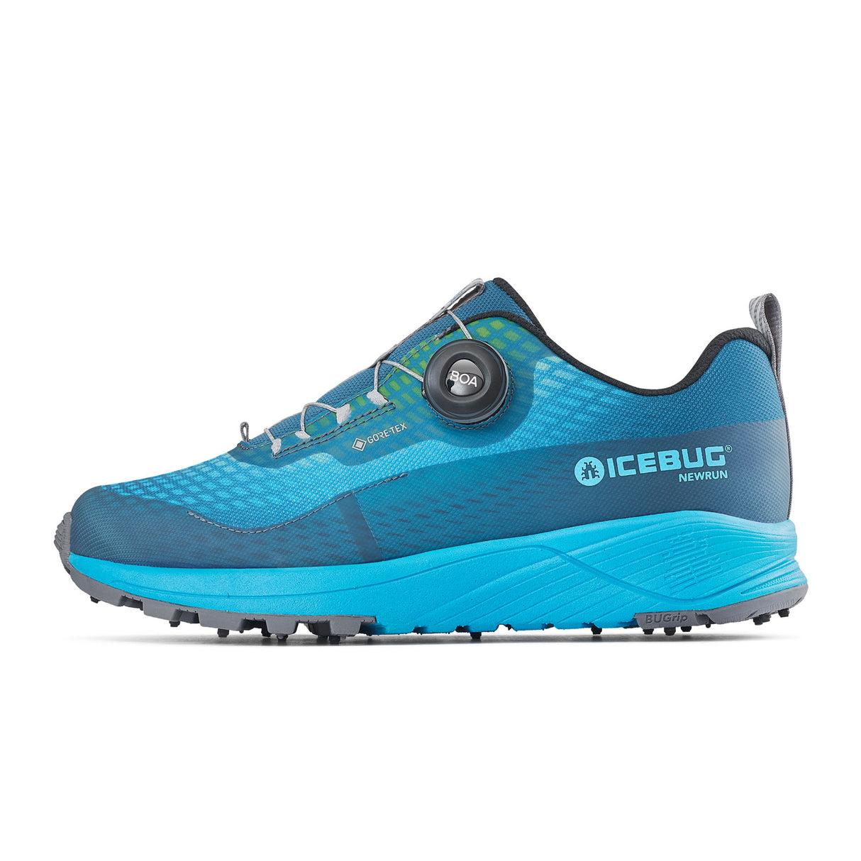 Icebug NewRun BUGrip GTX Running Shoe (Women) - Mist Blue/Aqua with Studs Athletic - Running - The Heel Shoe Fitters