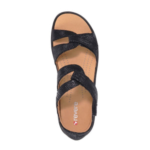 Revere Geneva Backstrap Sandal (Women) - Black Lizard Sandals - Backstrap - The Heel Shoe Fitters