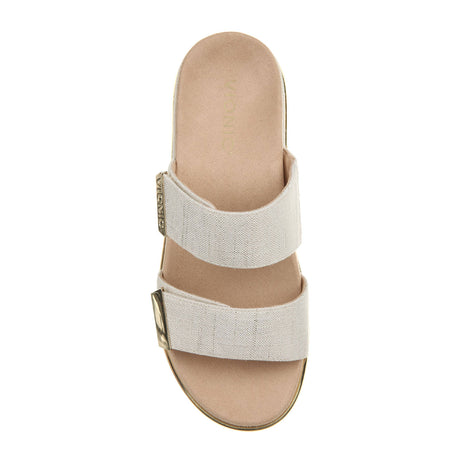 Vionic Brandie Platform Slide Sandal (Women) - Marshmallow Met Linen Sandals - Slide - The Heel Shoe Fitters