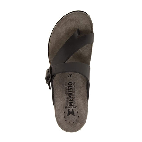 Mephisto Helen Sandal (Women) - Black Waxy Sandals - Thong - The Heel Shoe Fitters