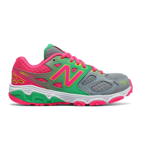 New Balance 680 v3 (Children)- Grey/Green/Pink/Yellow Athletic - Athleisure - The Heel Shoe Fitters