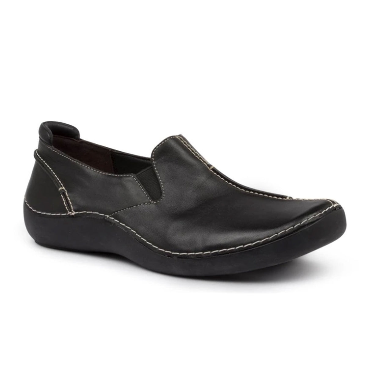 Ziera Luis Extra Wide Slip On (Women) - Black Leather Dress-Casual - Slip Ons - The Heel Shoe Fitters
