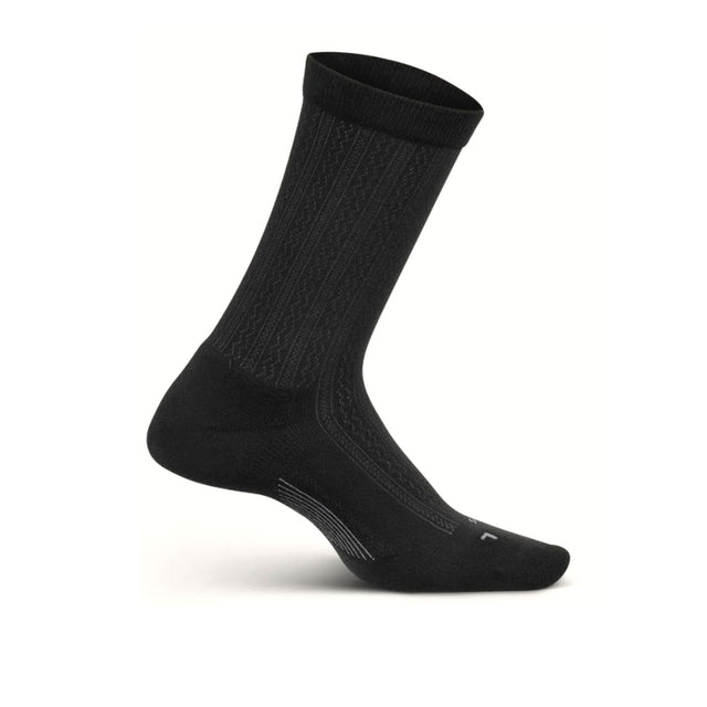 Feetures Lightweight Texture Cushion Crew (Unisex) - Black Socks - Life - Crew - The Heel Shoe Fitters