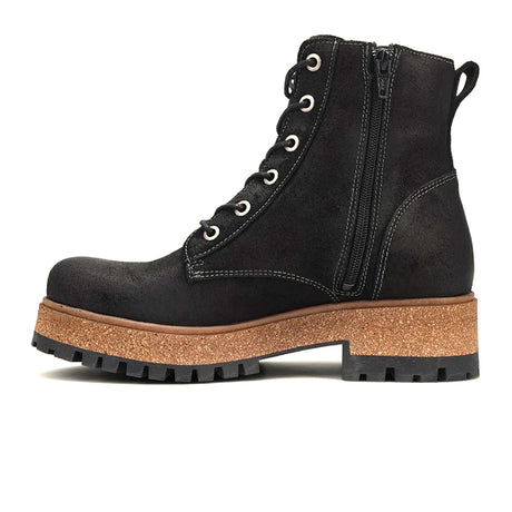 Taos Main Street Lace Up Mid Boot (Women) - Black Rugged Leather Boots - Casual - Mid - The Heel Shoe Fitters