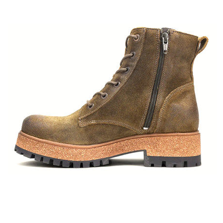 Taos Main Street Lace Up Mid Boot (Women) - Olive Rugged Leather Boots - Casual - Mid - The Heel Shoe Fitters