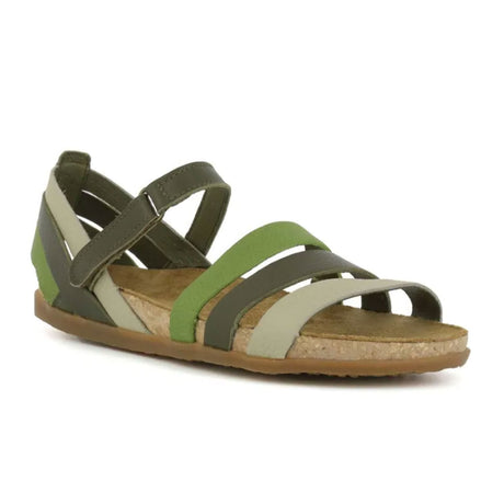 El Naturalista Zumaia (Women) - Kaki Mixed Sandals - Backstrap - The Heel Shoe Fitters