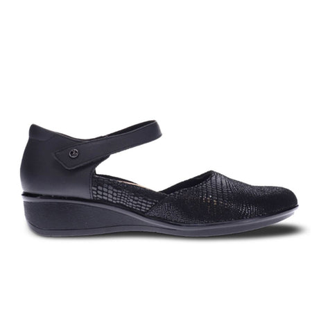 Revere Osaka Wedge Sandal (Women) - Black Lizard Sandals - Heel/Wedge - The Heel Shoe Fitters