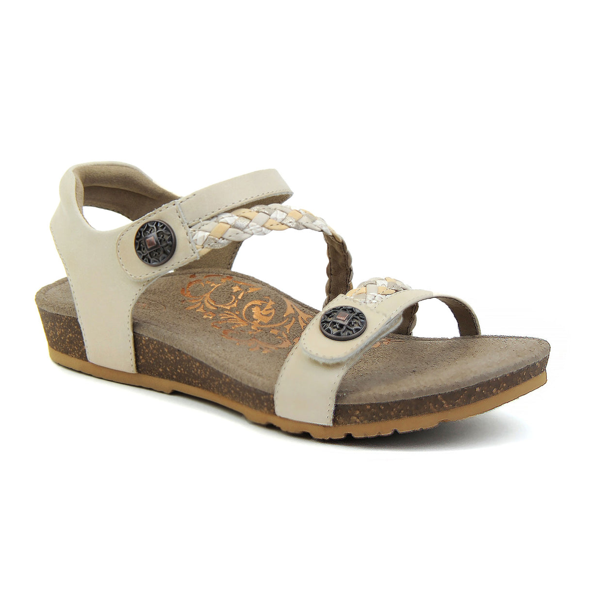 Aetrex Jillian Braided Backstrap Sandal (Women) - Ivory Sandals - Backstrap - The Heel Shoe Fitters