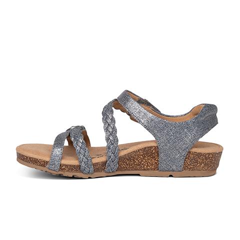 Aetrex Jillian Braided Sandal (Women) - Pewter Sandals - Backstrap - The Heel Shoe Fitters