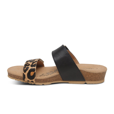 Aetrex Daisy Slide Sandal (Women) - Leopard Sandals - Slide - The Heel Shoe Fitters