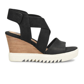 Sofft Uxley Wedge Sandal (Women) - Black Sandal - Heel/Wedge - The Heel Shoe Fitters