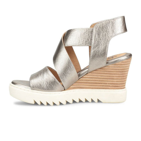 Sofft Uxley Wedge Sandal (Women) - Grey/Gold Sandals - Heel/Wedge - The Heel Shoe Fitters