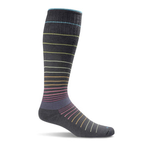 Sockwell Circulator Compression Sock (Women) - Black Stripe Socks - Comp - Over the Calf - The Heel Shoe Fitters