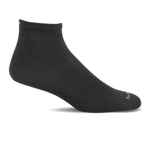 Sockwell Plantar Ease Quarter (Men) - Black Solid Socks - Comp - Crew - The Heel Shoe Fitters