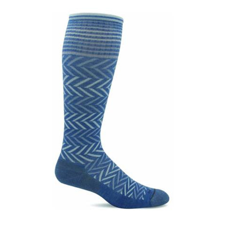 Sockwell Chevron Ultra Light Over The Calf Compression Sock (Women) - Bluestone Accessories - Socks - Compression - The Heel Shoe Fitters