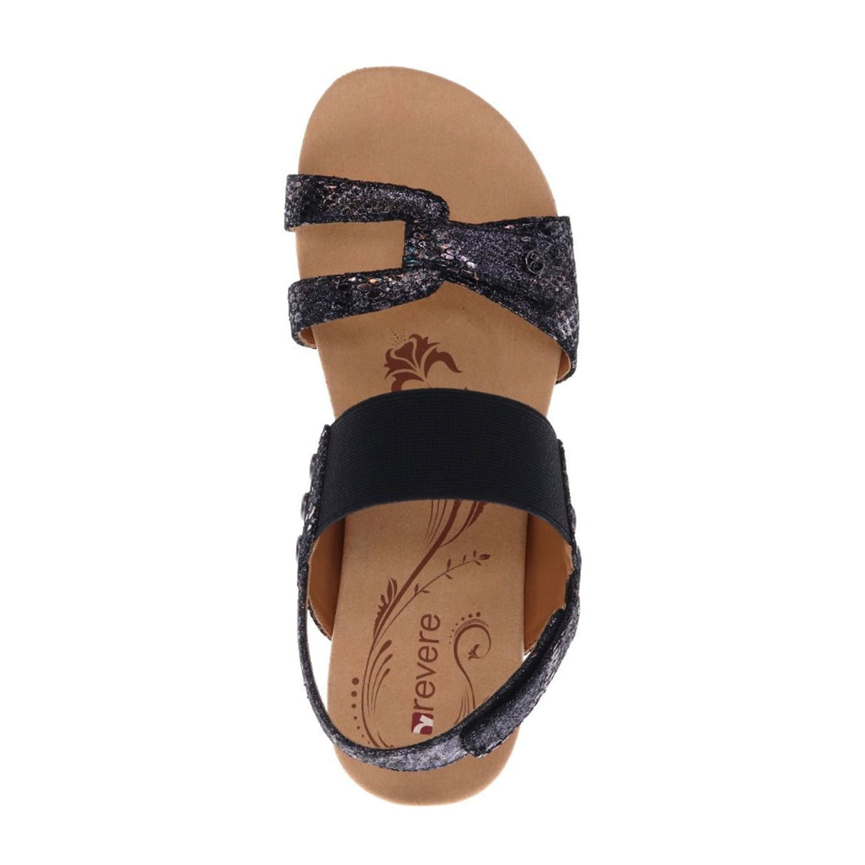 Revere Tahiti Wedge Sandal (Women) - Black Metallic Python Sandals - Heel/Wedge - The Heel Shoe Fitters