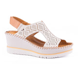 Pikolinos Aguadulce W3Z-1775C1 Wedge Sandal (Women) - Nata Leather Sandal - Backstrap - The Heel Shoe Fitters