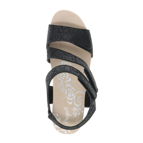 Propet Millie Wedge Sandal (Women) - Black Sandal - Heel/Wedge - The Heel Shoe Fitters