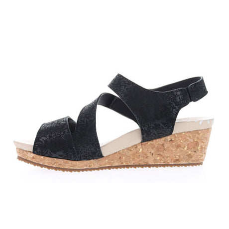 Propet Millie Wedge Sandal (Women) - Black  - The Heel Shoe Fitters