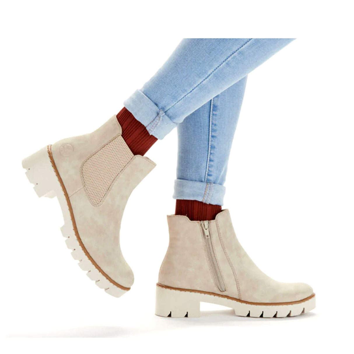 Rieker Prisca X5772 Chelsea Boot (Women) - Morelia/Weaving Champignon/Ginger Boots - Fashion - Chelsea - The Heel Shoe Fitters