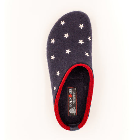 Haflinger Stars 'N Stripes Clog (Women) - Navy Dress-Casual - Clogs & Mules - The Heel Shoe Fitters